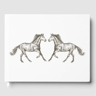 Livre D'or Western Mariage Horse équestre Rustique Brown