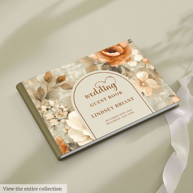 Livre D'or Whimsical Boho Terracotta Beige Olive Wedding Book (Whimsical Boho Terracotta Beige Olive Wedding Guest Book)