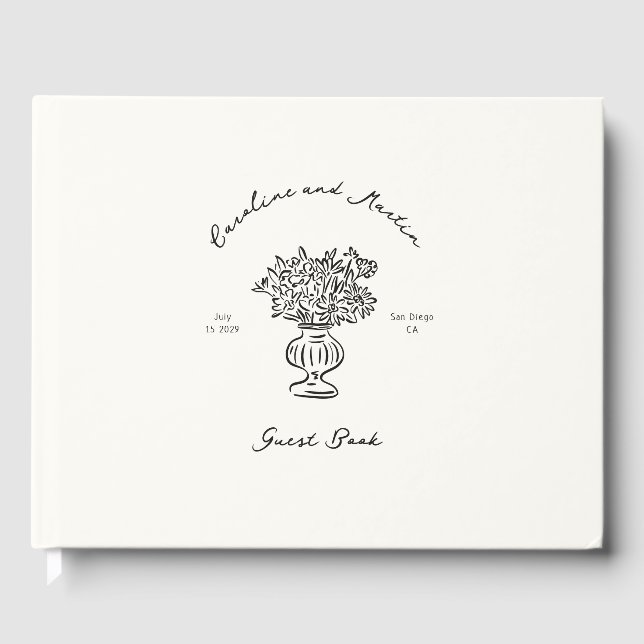 Livre D'or Whimsical, dessiné à la main mariage (Recto)