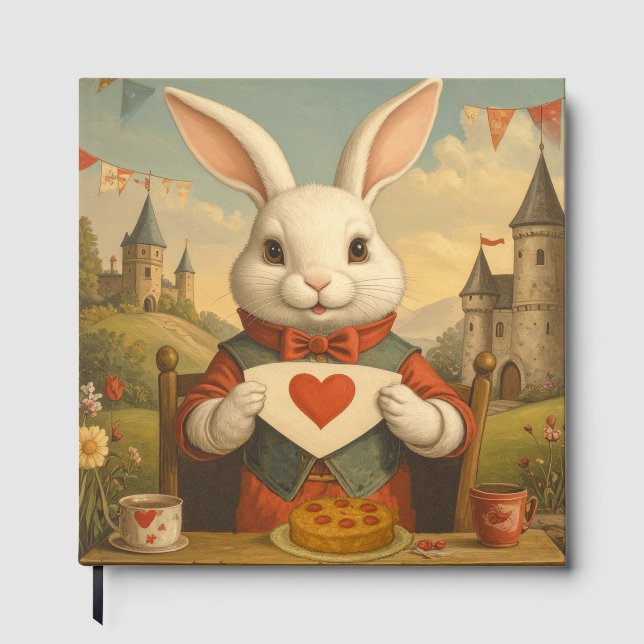 Livre D'or Whimsical White Rabbit Hearts Enchanted Wonderland (Recto)