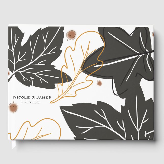 Livre D'or Whimssd Automne Feuilles et Acorns Mariage (Recto)