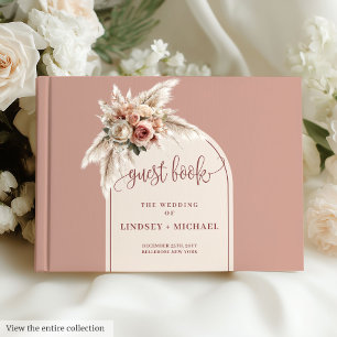 Livre D'or Whimsy Dusty Pampas rose Mariage Floral Boho
