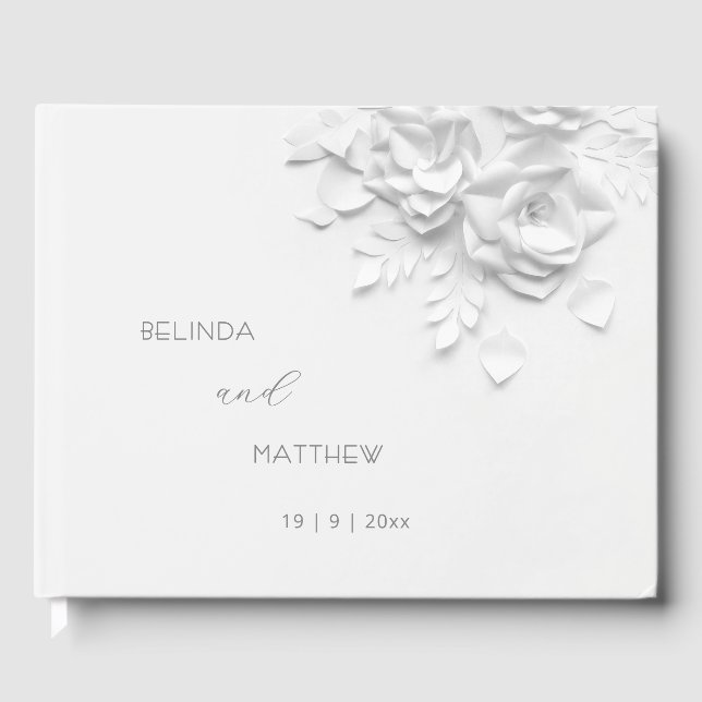 Livre D'or White 3D Floral Roses | Wedding (Recto)