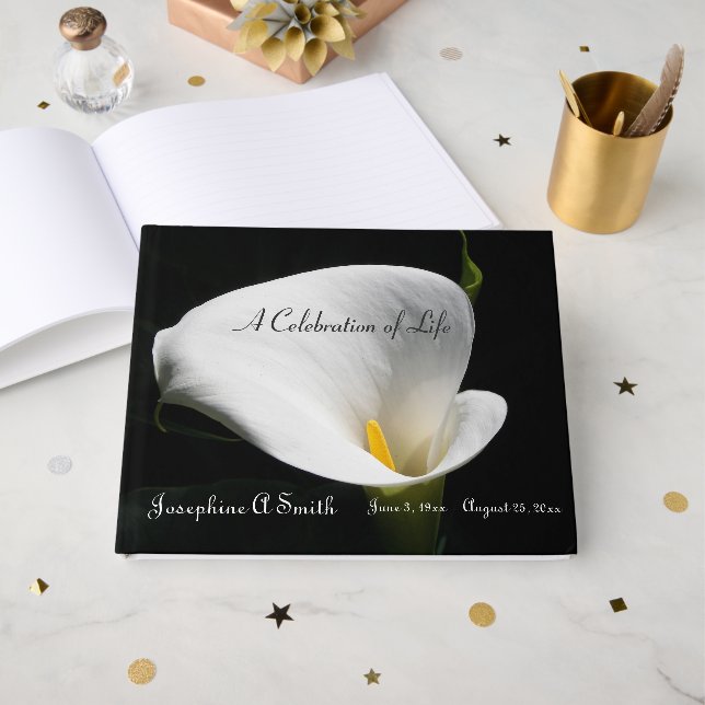 Livre D'or White Calla Lily Floral Service (Recto ouvert)