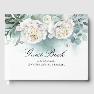 Livre D'or White Peonies Floral Mariage
