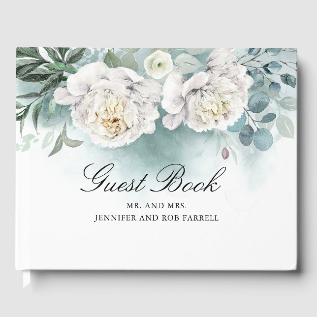 Livre D'or White Peonies Floral Mariage (Recto)