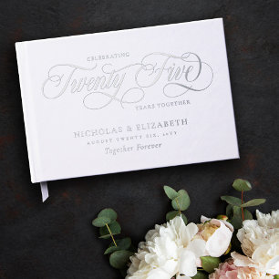 Livre D'or White Silver Foil 25e anniversaire Mariage