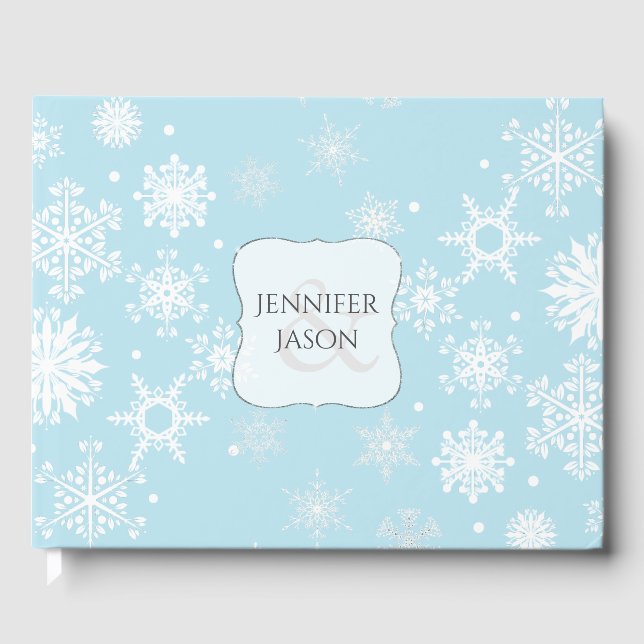 Livre D'or White Snowflakes Winter Wedding Guest Book (Recto)