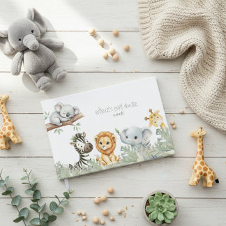 Livre D'or Wild One Boy Safari Jungle Animals Boy Baby Shower