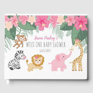 Livre D'or Wild one Safari / Girl Jungle Baby shower bienvenu