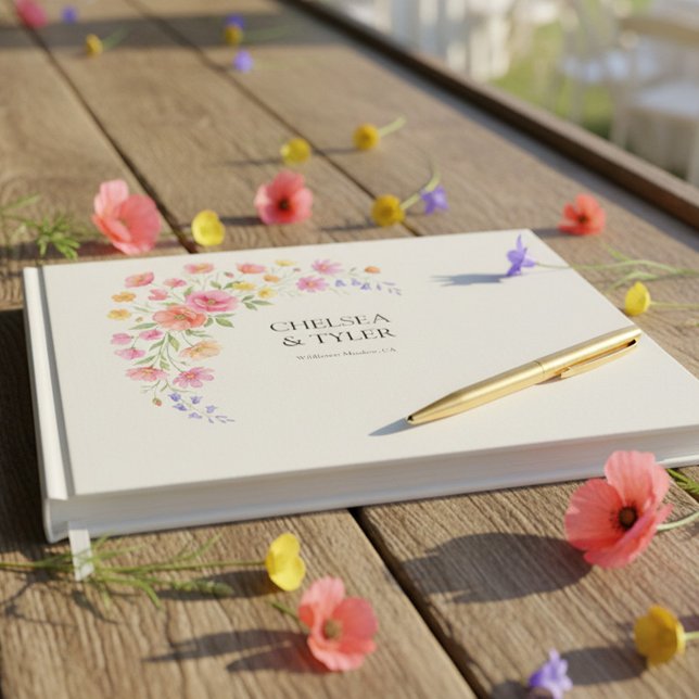 Livre D'or Wildflower Wedding Pretty Floral Signature (Pretty floral guest book from the Wildflower Bloom wedding collection by Darling & May)