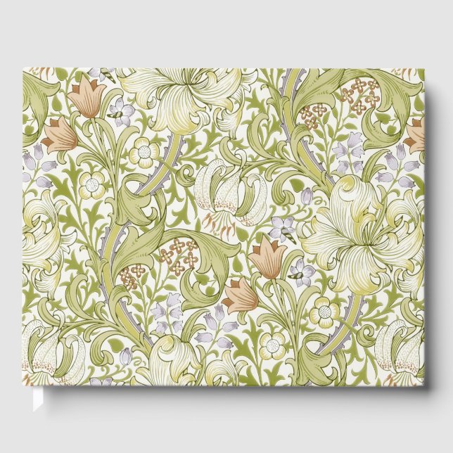 Livre D'or William Morris Jardin Fleur de Lys Classique Doré (Recto)