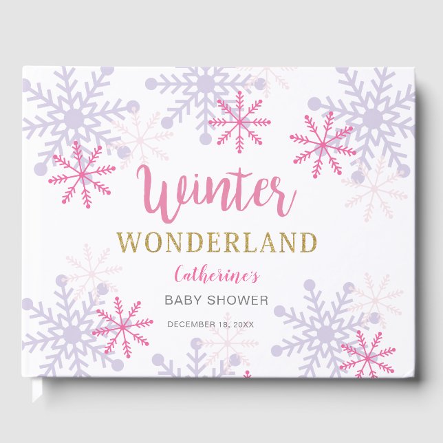 Livre D'or Winter Wonderland Baby shower Snowflakes (Recto)
