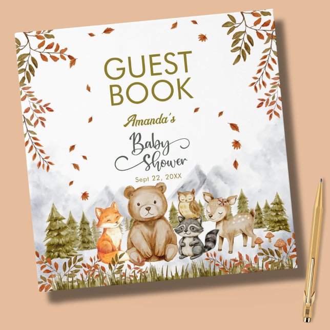 Livre D'or Woodland Forest Friends Baby Shower Guest Book (Créateur téléchargé)