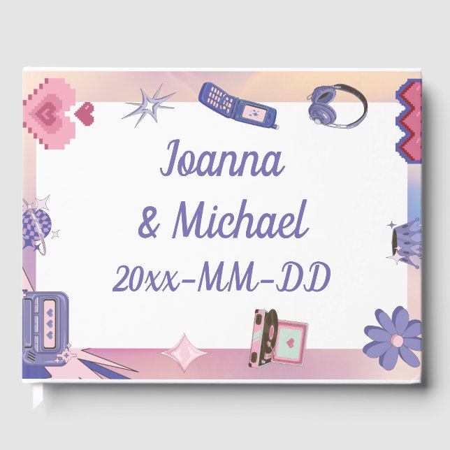 Livre D'or Y2K Pink Purple 2000s Retro Tech Geek Love Mariage (Recto)