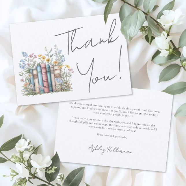 Livre Floral Merci (Book Floral Thank You Card)