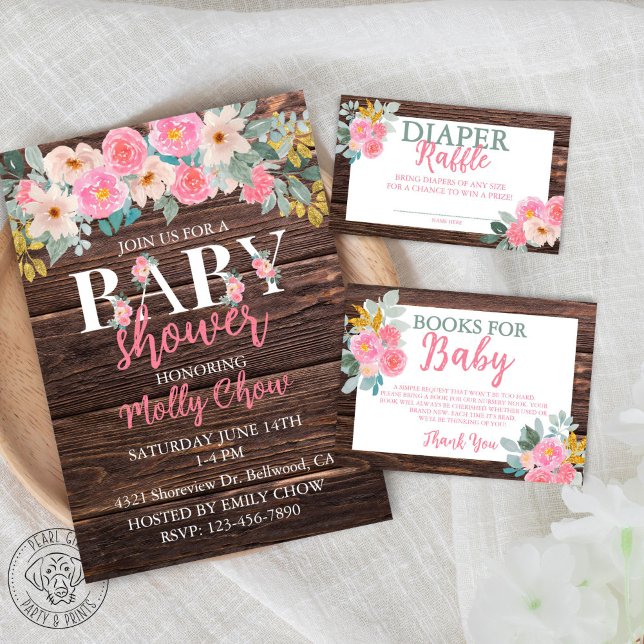 Livre floral rustique pour la carte de boîtier béb (Créateur téléchargé)