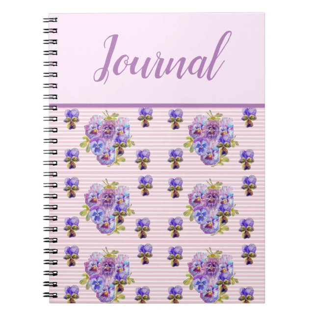 Livre Journal Pensée Élégance Violette Floral Vint (Devant)