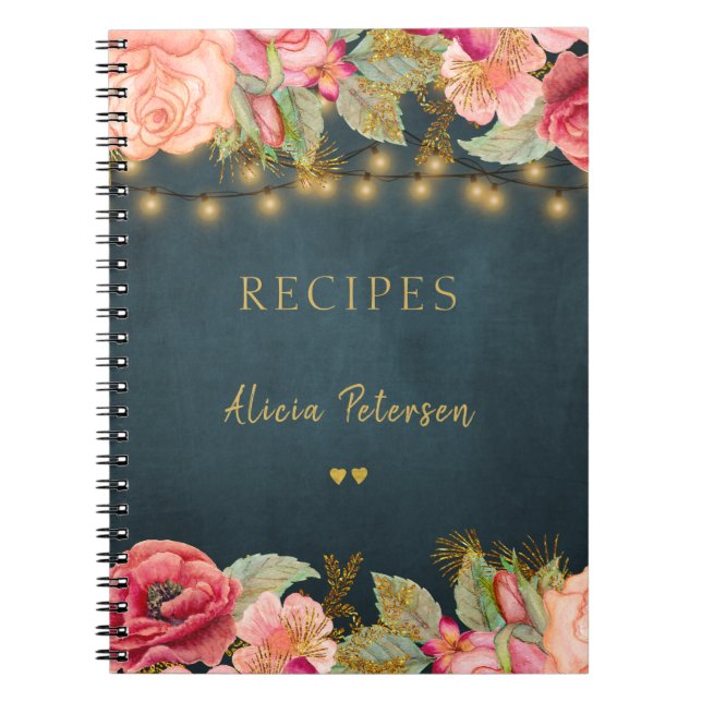 Livre luxueux de recettes florales en or de marine (Devant)