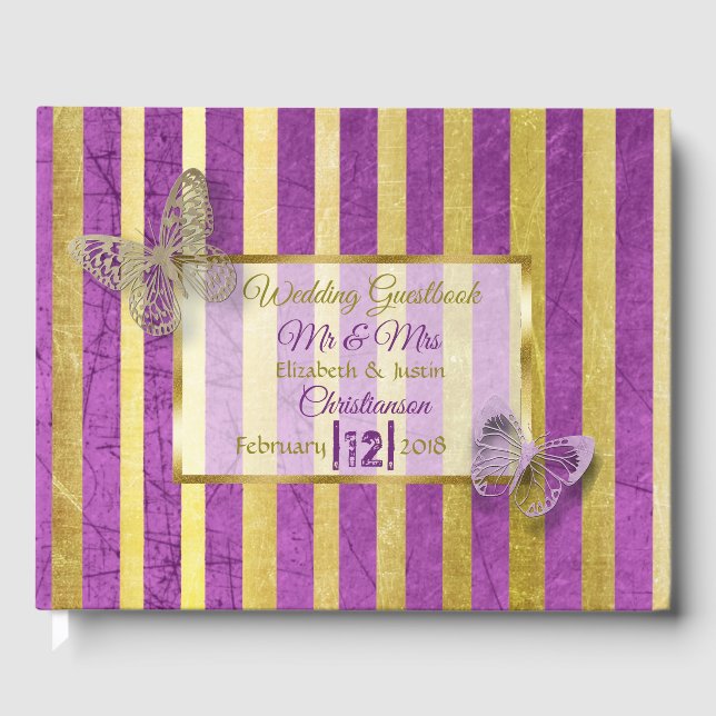 Livre Mariage de papillon violet et or (Recto)