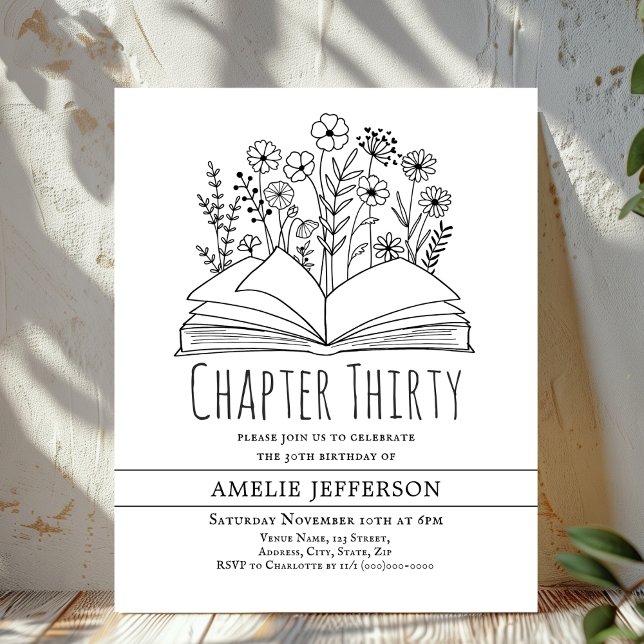 Livre minimaliste blanc Invitation d'anniversaire  (Créateur téléchargé)