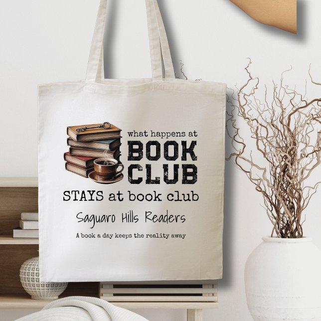 Livre personnalisé Nom du club Réserver Sacs fourr (vintage book club name book lovers tote bags for librarian readers gift ideas for him her coffee key)