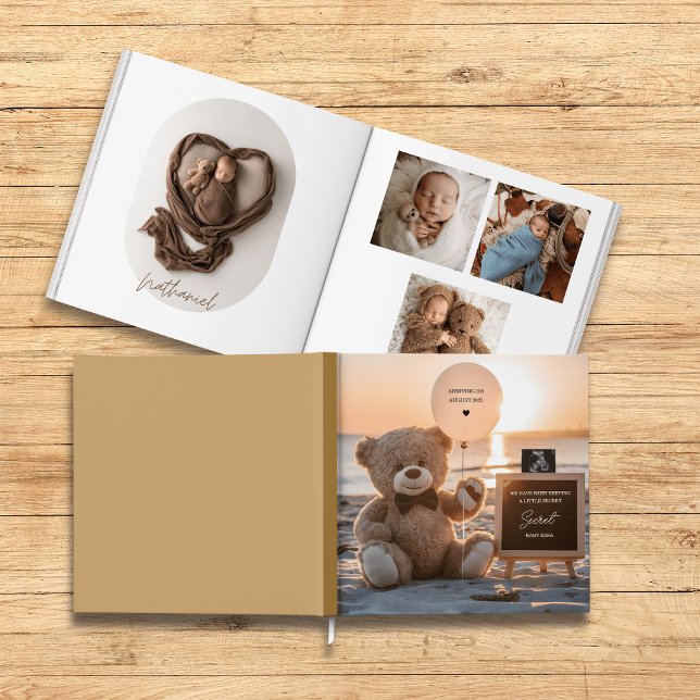 Livre photo bébé ours en peluche plage douce souve (Créateur téléchargé)
