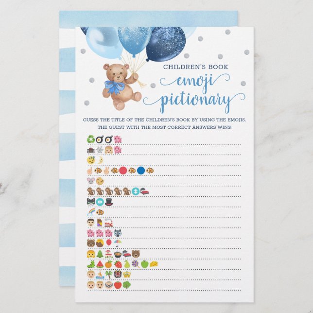 Livre pour enfants Emoji Pictionary Jeu Teddy Bear (Devant / Derrière)