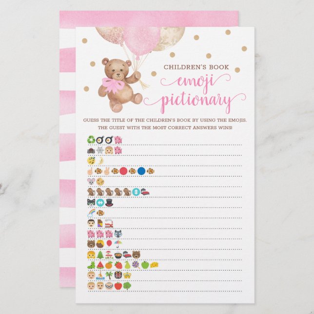 Livre pour enfants Emoji Pictionary Jeu Teddy Bear (Devant / Derrière)