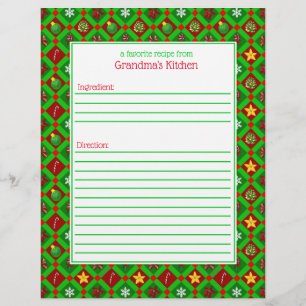 Livre rouge vert Motif de Noël Recette papier