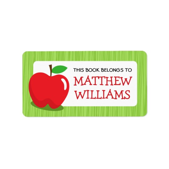Livre texturisé vert pomme rouge d'ex-libris de étiquettes d’adresse