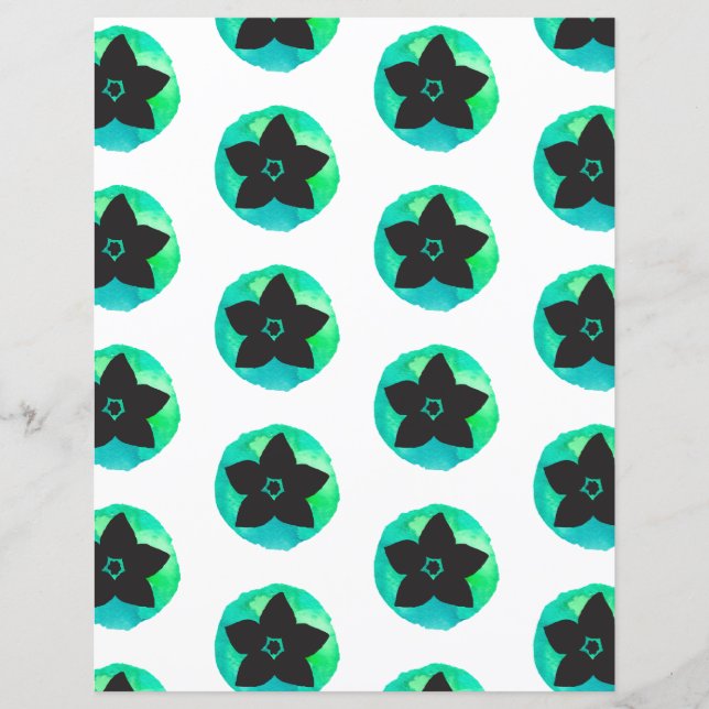 Livre vert bleu Hawaii Flower Papier (Devant)