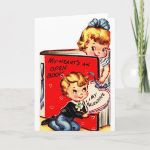Livre vintage Carte de voeux Valentine's Day