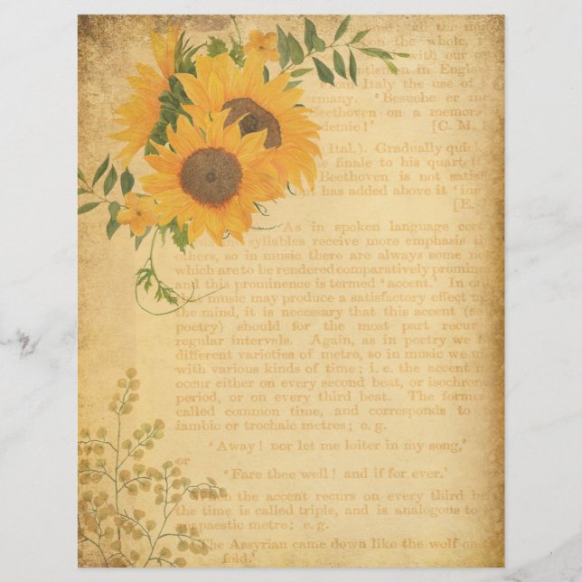 Livre vintage Floral Page Papier à papier (Devant)