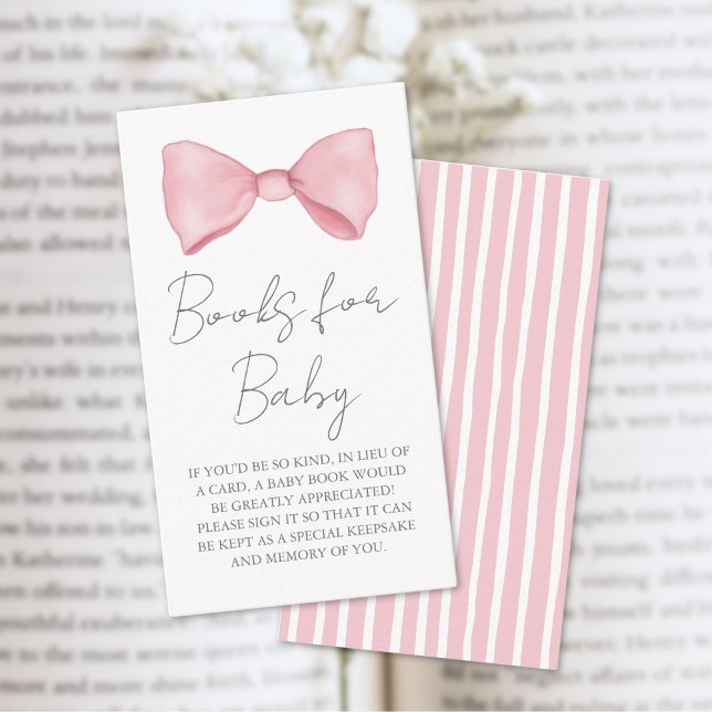 Livres Baby shower Bow Rose Pour Carte Boîtier Béb (Pink Bow Baby Shower Books For Baby Enclosure Card)