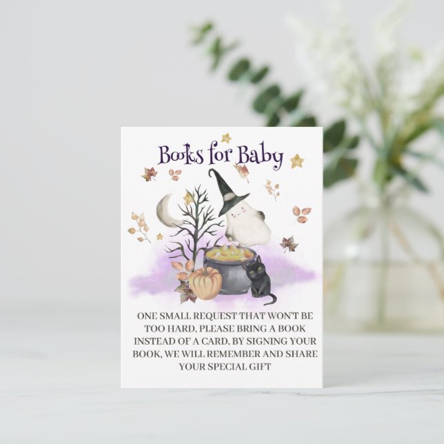 Livres de Baby shower Halloween pour carte bébé. (Debout devant)
