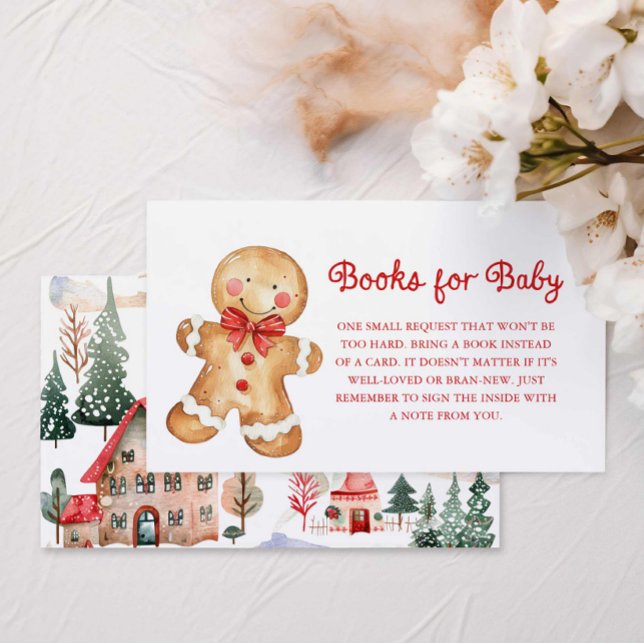 Livres de Noël rouges pour carte de boîtier bébé (Gingerbread Christmas Baby Shower Books for Baby Card)
