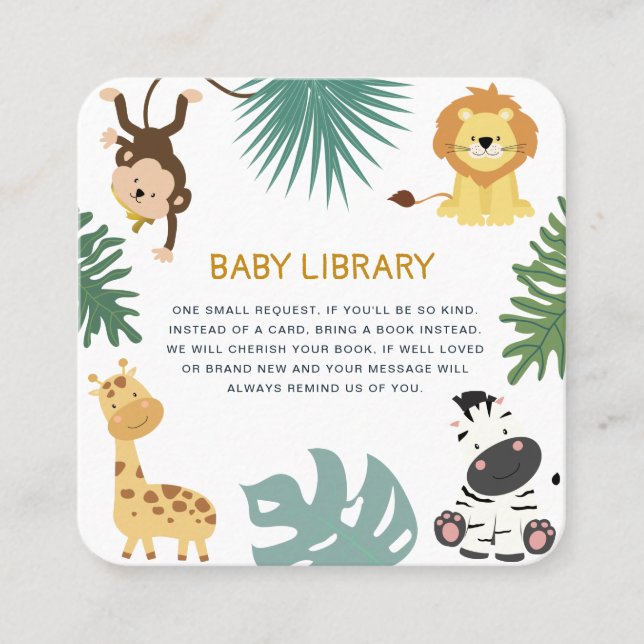 livres de safari dans la jungle pour carte bébé (Devant)