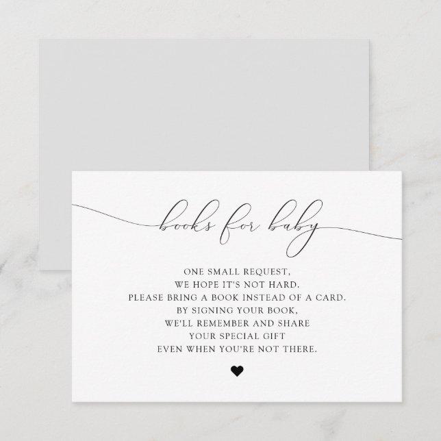 Livres de script ASHER Elegant pour carte Baby sho (Devant / Derrière)