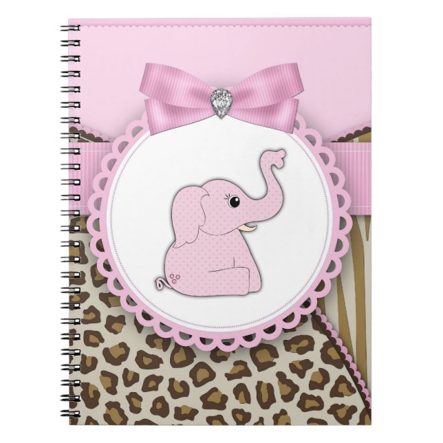 Livres d'or pour Baby Shower Éléphant Rose (Devant)