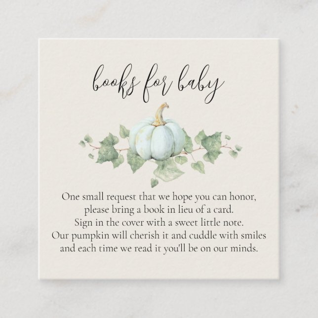 Livres en Baby shower Citrouille bleu pour cartes  (Devant)