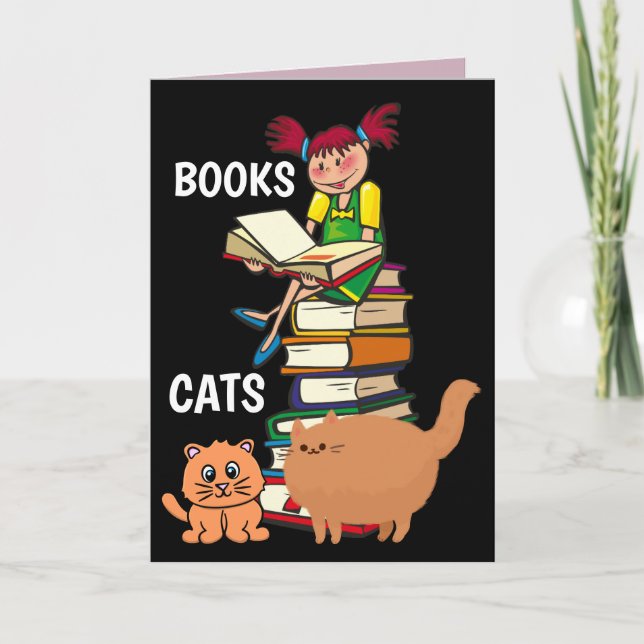 LIVRES ET CHATS CAT CARTES DE SALUT D'ANNIVERSAIRE (Devant)