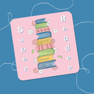 Livres et fleurs d'aquarelle Stickers Super Reader