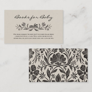 Livres floraux noirs pour carte d'insertion bébé
