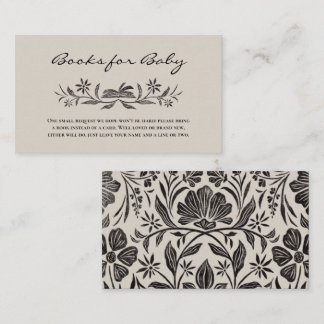 Livres floraux noirs pour carte d'insertion bébé