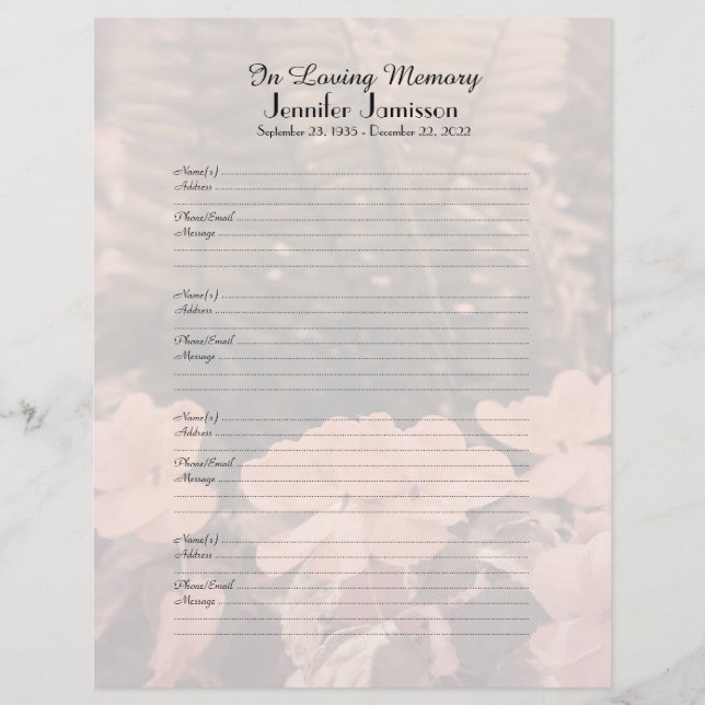 Livres-mémoriaux remplissage Connexion Fleurs Fleu (Devant)