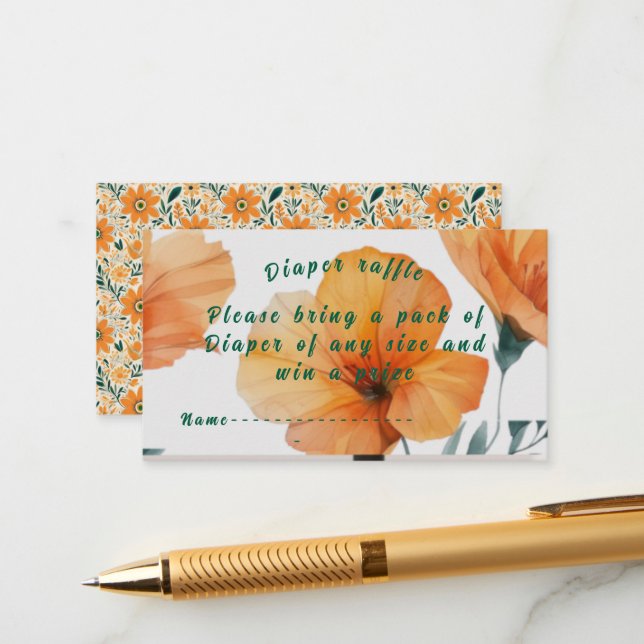 livres orange fleur sauvage pour bébé carte de boî (Devant/Arrière en situation)