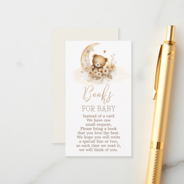 Livres Ourson pour carte bébé garçon (Devant/Arrière en situation)