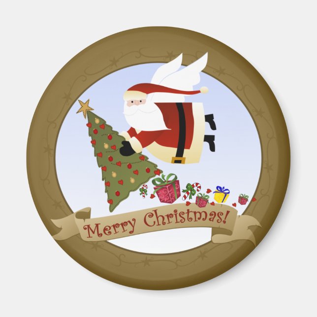 Livres père Noël | Magnet de Noël (Devant)