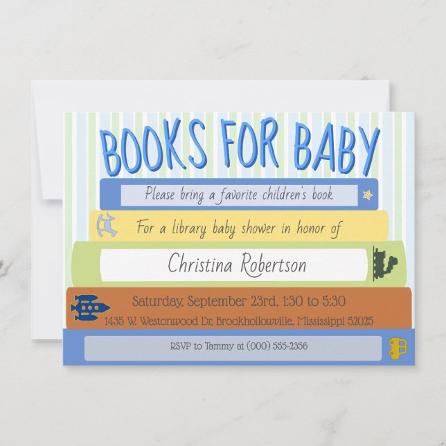 Livres Pour Baby Boy Baby shower Invitation (Devant)